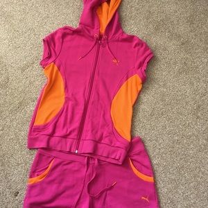 PUMA SHORT SLEEVE ZIP UP WITH MATCHING SHORTS